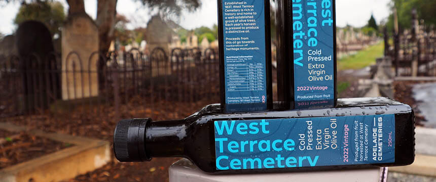 Image of West Terrace Cemetery Olive Oil Bottles